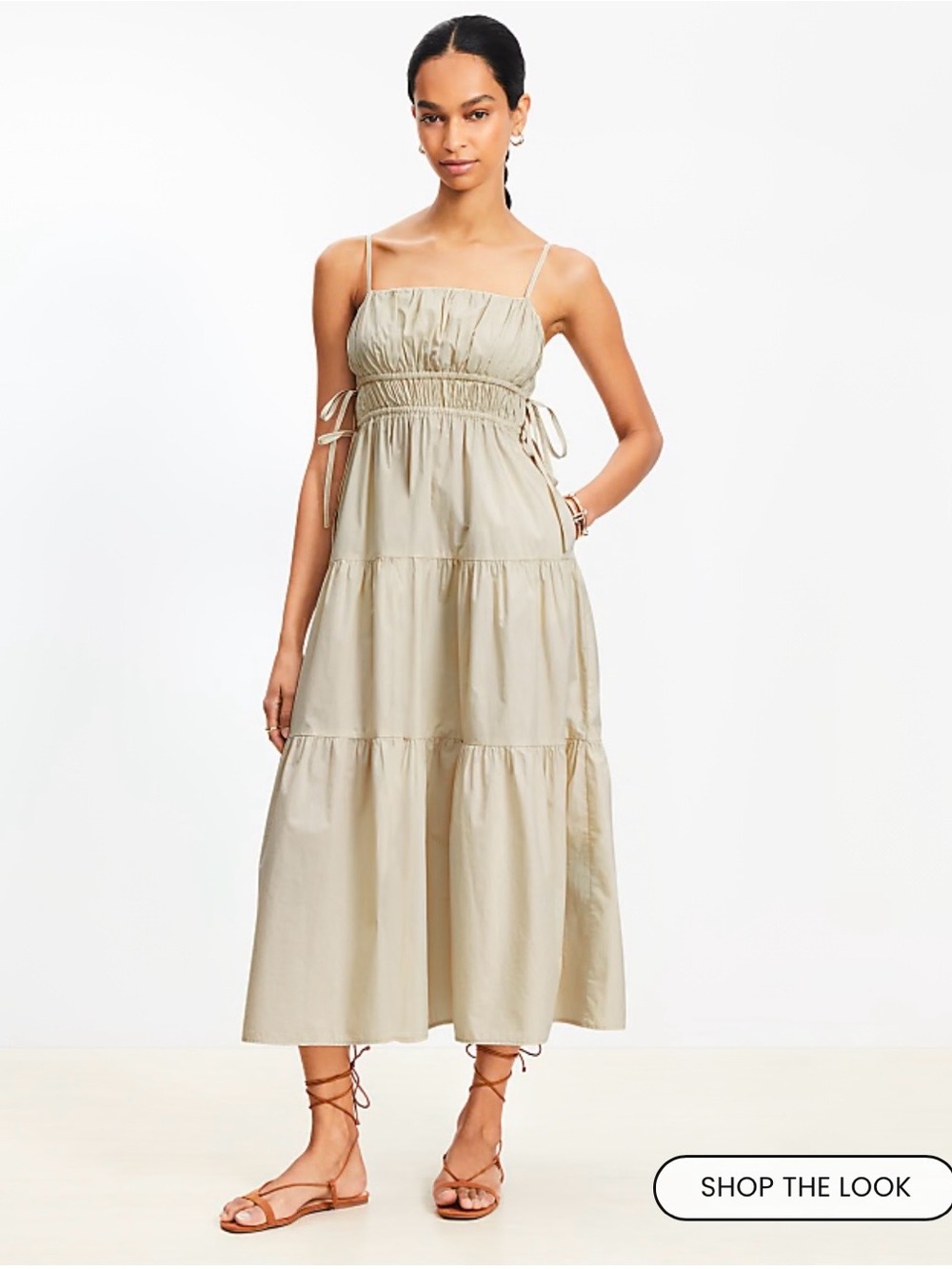Loft Pleated Cotton Midi Dress 6